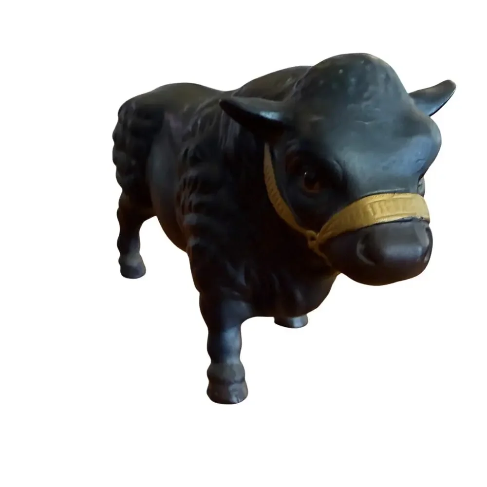 Vintage Black Angus Bull Figurine Cow Bulls 9x6 Brangus Bull Large Western